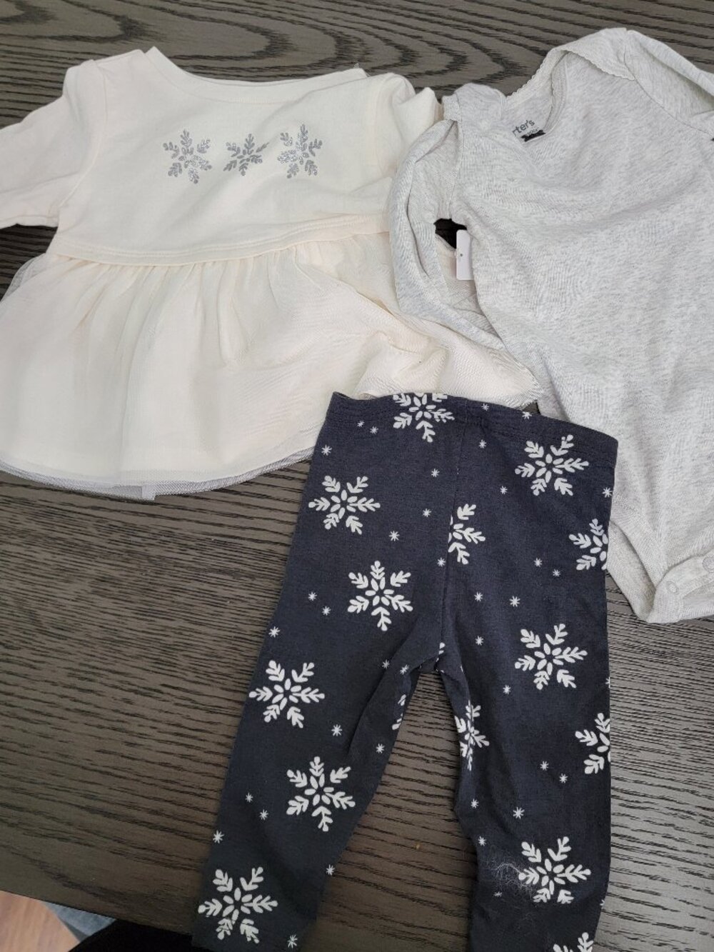 Baby Girls’ 3-Piece Snowflake Peplum Sweatshirt, Bodysuit & Leggings Set